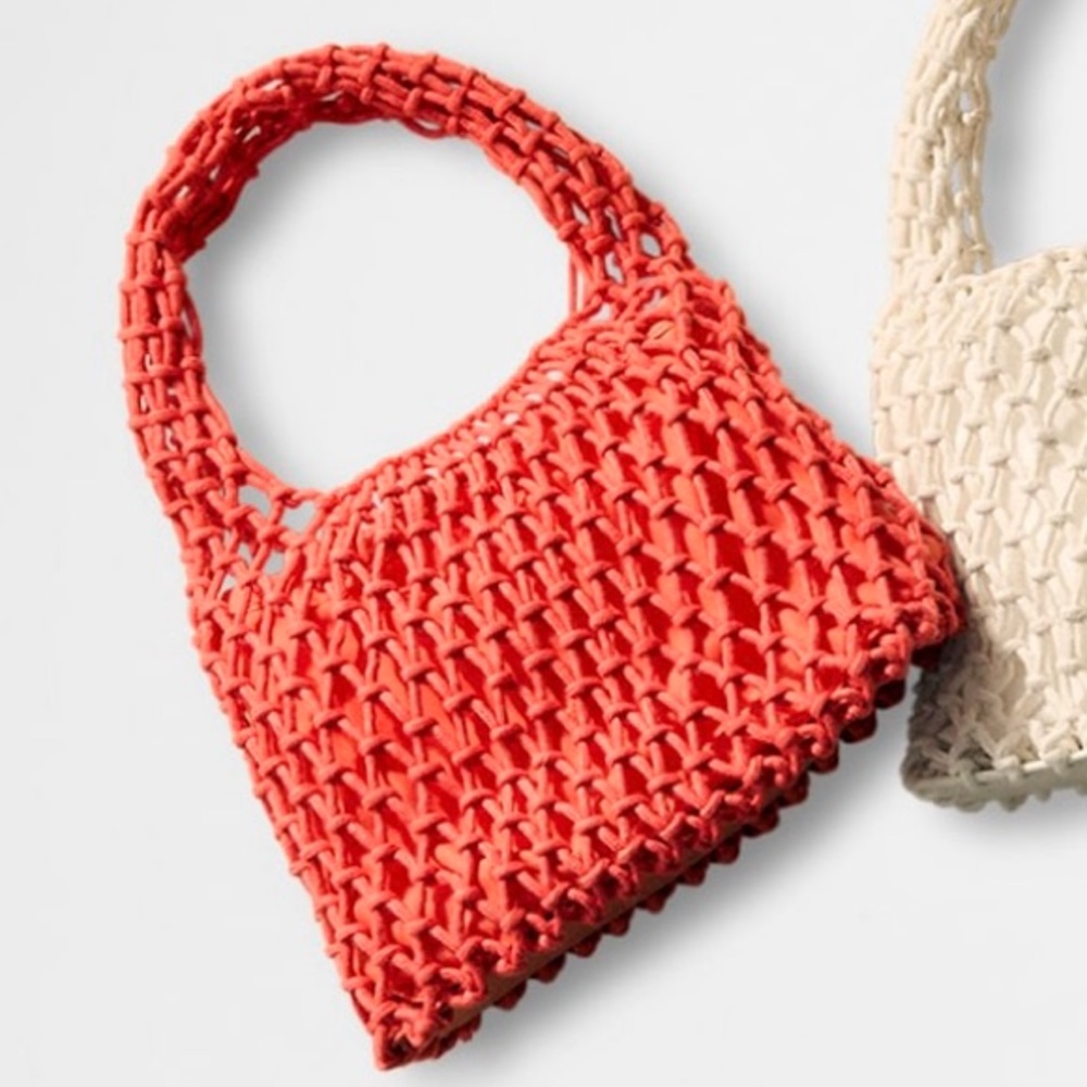 Neiman Marcus Crochet Mini Satchel in Salmon - Picture 2 of 5